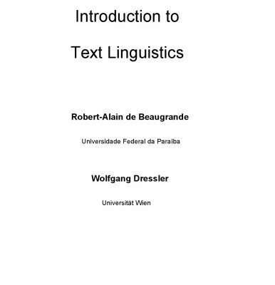 خرید و دانلود نسخه کامل کتاب Introduction to Text Linguistics