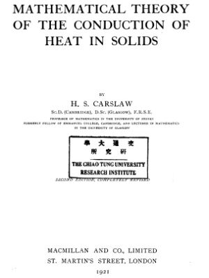 خرید و دانلود نسخه کامل کتاب Introduction to the mathematical theory of the conduction of heat in solids
