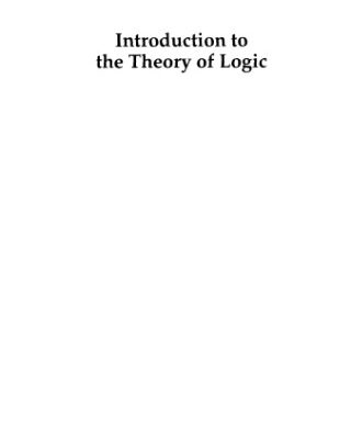 خرید و دانلود نسخه کامل کتاب Introduction to the theory of logic