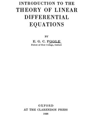 خرید و دانلود نسخه کامل کتاب Introduction to theory of linear differential equations (1936)