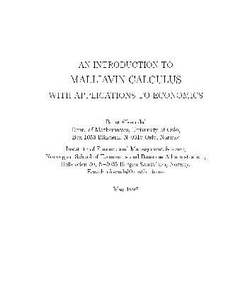 خرید و دانلود نسخه کامل کتاب Introductiont to Malliavin calculus with applications to economics