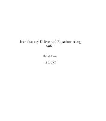 خرید و دانلود نسخه کامل کتاب Introductory Differential Equations using SAGE