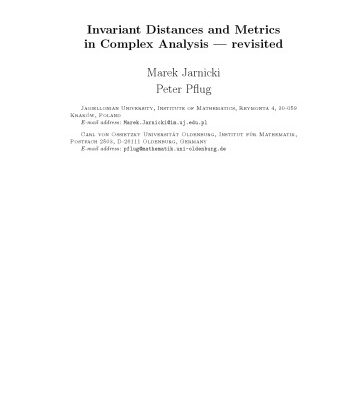 خرید و دانلود نسخه کامل کتاب Invariant distances and metrics in complex analysis