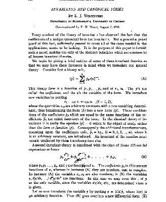 خرید و دانلود نسخه کامل کتاب Invariants and Canonical Forms (1918)(en)(6s)