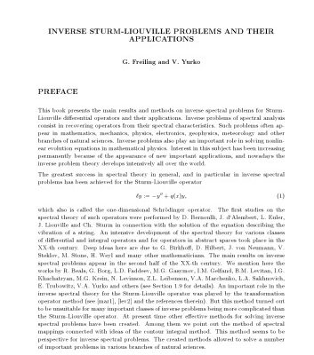 خرید و دانلود نسخه کامل کتاب INVERSE STURM-LIOUVILLE PROBLEMS AND THEIR APPLICATIONS