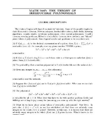 خرید و دانلود نسخه کامل کتاب Irreducible polynomials theory