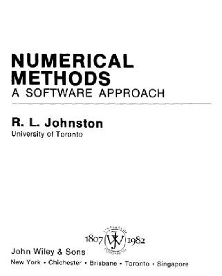 خرید و دانلود نسخه کامل کتاب Johnston Numerical Methods – a Software Approach