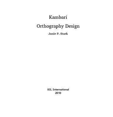 خرید و دانلود نسخه کامل کتاب Kambari Orthography Design