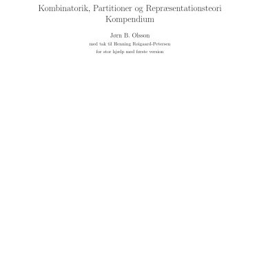 خرید و دانلود نسخه کامل کتاب Kombinatorik, Partitioner og Repræsentationsteori Kompendium
