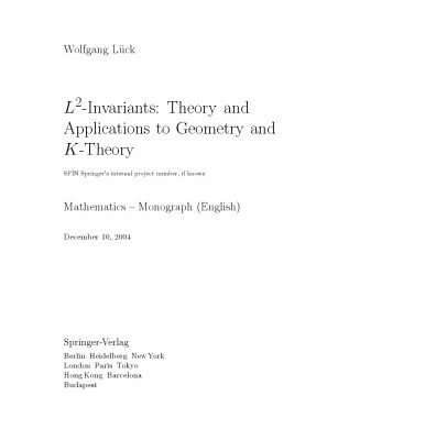 خرید و دانلود نسخه کامل کتاب L2-Invariants: Theory and Applications to Geometry and K-Theory