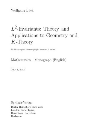 خرید و دانلود نسخه کامل کتاب L2-invariants: Theory and applications to geometry and K-theory
