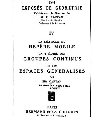 خرید و دانلود نسخه کامل کتاب La méthode du repère mobile, la théorie des groupes continus et les espaces généralisés