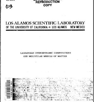 خرید و دانلود نسخه کامل کتاب Lagrangian Hydrodynamic Computations and Molecular Models of Matter