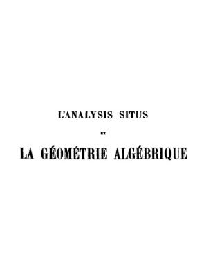 خرید و دانلود نسخه کامل کتاب L’analysis situs et la geometrie algebrique