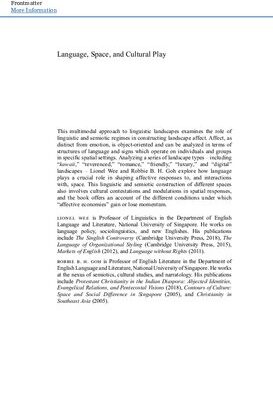 خرید و دانلود نسخه کامل کتاب Language, Space and Cultural Play ; Theorising Affect in the Semiotic Landscape