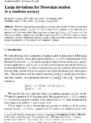 خرید و دانلود نسخه کامل کتاب Large deviation for Brownian motion in a random scenery