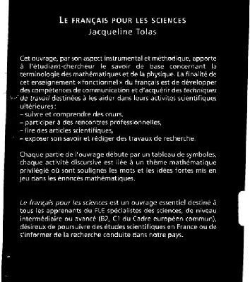 خرید و دانلود نسخه کامل کتاب Le français pour les sciences