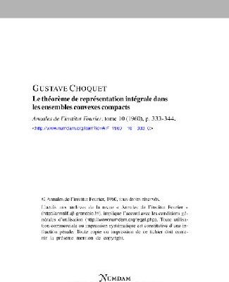 خرید و دانلود نسخه کامل کتاب Le theoreme de representation integrale dans les ensembles convexes compacts
