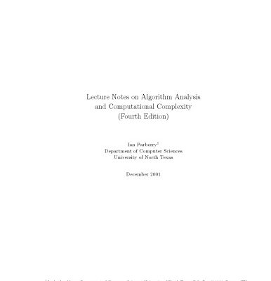 خرید و دانلود نسخه کامل کتاب Lecture Notes on Algorithm Analysis and Computational Complexity (Fourth Edition)