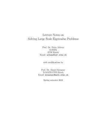خرید و دانلود نسخه کامل کتاب Lecture Notes on Solving Large Scale Eigenvalue Problems