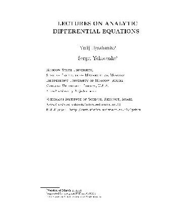 خرید و دانلود نسخه کامل کتاب Lectures on analytic differential equations