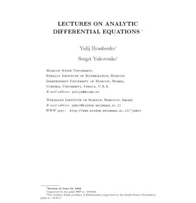 خرید و دانلود نسخه کامل کتاب Lectures on analytic differential equations