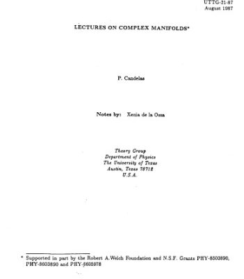 خرید و دانلود نسخه کامل کتاب Lectures on complex manifolds
