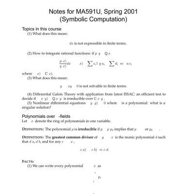 خرید و دانلود نسخه کامل کتاب Lectures on computer algebra (pdfs)