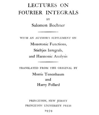 خرید و دانلود نسخه کامل کتاب Lectures on Fourier Integrals