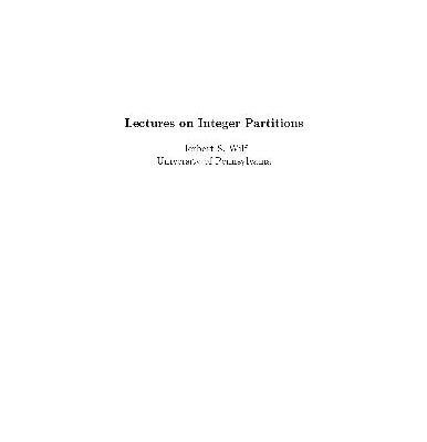 خرید و دانلود نسخه کامل کتاب Lectures on integer partitions