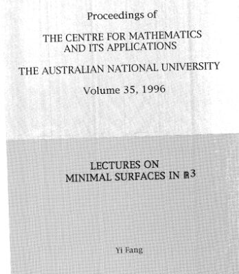 خرید و دانلود نسخه کامل کتاب Lectures on minimal surfaces in R3