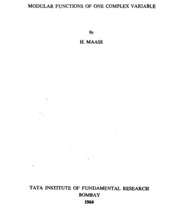 خرید و دانلود نسخه کامل کتاب Lectures on modular functions of one complex variable (Tata Institute of Fundamental Research. Lectures on mathematics and physics. Mathematics, 29)