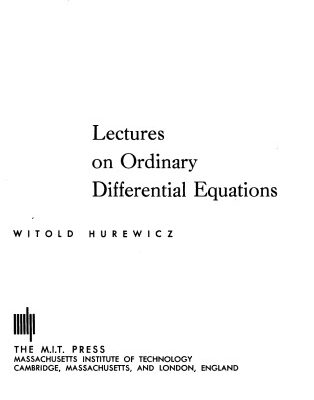 خرید و دانلود نسخه کامل کتاب Lectures on Ordinary Differential Equations