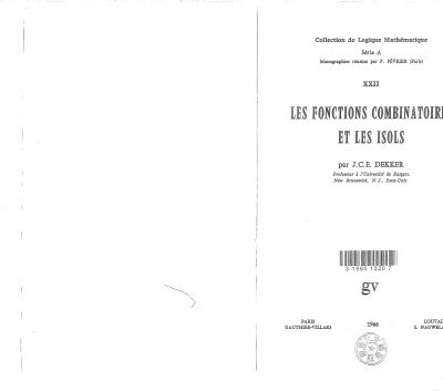 خرید و دانلود نسخه کامل کتاب Les Fonctions Combinatoires et les Isols