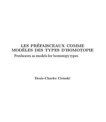 خرید و دانلود نسخه کامل کتاب Les Préfaisceaux Comme Modèles des Types d’Homotopie