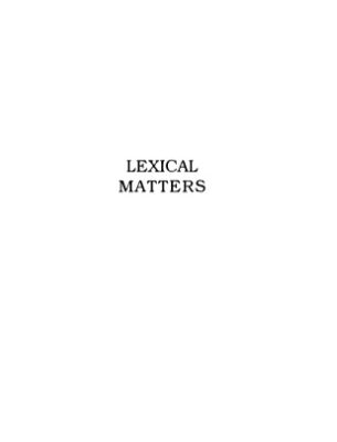 خرید و دانلود نسخه کامل کتاب Lexical Matters