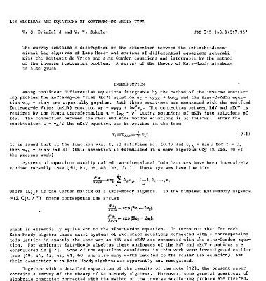خرید و دانلود نسخه کامل کتاب Lie algebras and equations of Korteweg-de Vries type (J. Sov. Math. 30 (1985), 1975-2036)