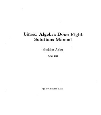 خرید و دانلود نسخه کامل کتاب Linear Algebra Done Right Solutions Manual