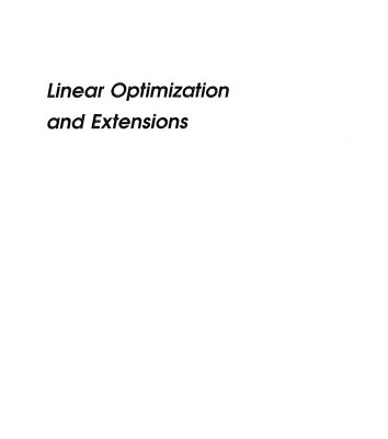 خرید و دانلود نسخه کامل کتاب Linear Optimization and Extensions: Theory and Algorithms