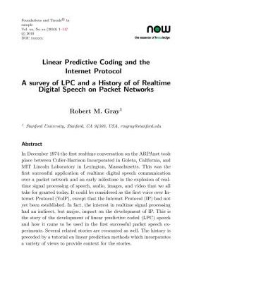 خرید و دانلود نسخه کامل کتاب Linear Predictive Coding and the Internet Protocol