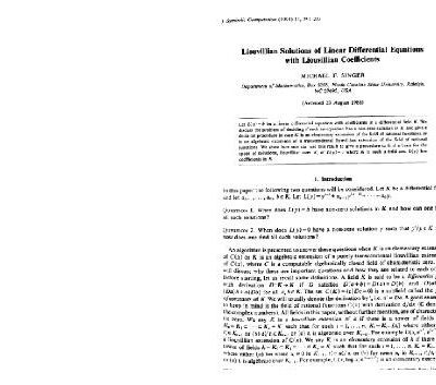 خرید و دانلود نسخه کامل کتاب Liouvillian solutions of ODEs with Liouvillian coefficients