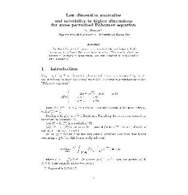 خرید و دانلود نسخه کامل کتاب Low dimension anomalies and solvability in higher dimensions for some perturbed Pohozaev equation