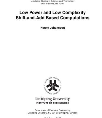 خرید و دانلود نسخه کامل کتاب Low power and low complexity shift-and-add based computations