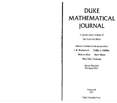 خرید و دانلود نسخه کامل کتاب Manin honorary issue of Duke University mathematical journal