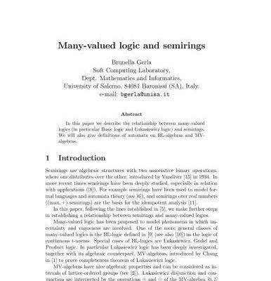 خرید و دانلود نسخه کامل کتاب Many-valued logic and semirings