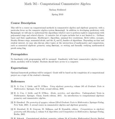 خرید و دانلود نسخه کامل کتاب Math 765 – Computational Commutative Algebra