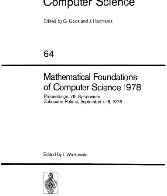 خرید و دانلود نسخه کامل کتاب Mathematical Foundations of Computer Science 1978: Proceedings, 7th Symposium Zakopane, Poland, September 4–8, 1978