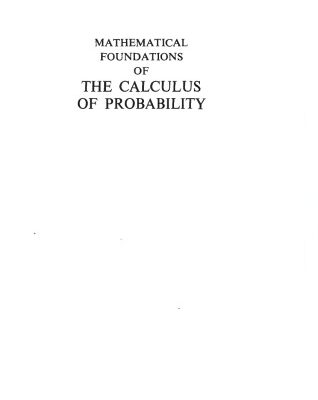 خرید و دانلود نسخه کامل کتاب Mathematical Foundations of the Calculus of Probability
