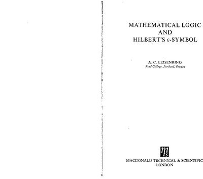 خرید و دانلود نسخه کامل کتاب Mathematical Logic and Hilbert’s ε-Symbol