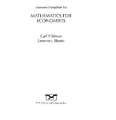 خرید و دانلود نسخه کامل کتاب Mathematics for Economists. SOLUTIONS